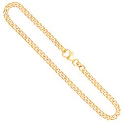 Goldkette als Panzerkette flach in Gelbgold 585 / 14K, 42 cm lang, 3,4 mm breit, Gewicht ca. 13.1 g.