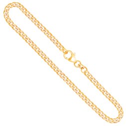 Goldkette als Panzerkette flach in Gelbgold 585 / 14K, 55 cm lang, 3,4 mm breit, Gewicht ca. 15.5 g.