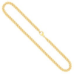 Goldkette als Panzerkette flach in Gelbgold 585 / 14K, 38 cm lang, 4,7 mm breit, Gewicht ca. 22.6 g.