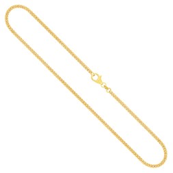 Goldkette als Panzerkette flach 1.1 Höhe in Gelbgold 585 / 14K, 42 cm lang, 2,4 mm breit, Gewicht ca. 8.1 g.