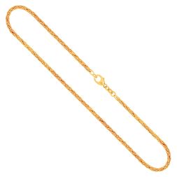 Goldkette als Zopfkette hohl in Gelbgold 585 / 14K, 45 cm lang, 2,1 mm breit, Gewicht ca. 5.7 g.
