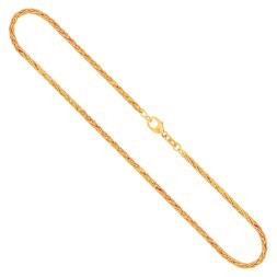 Goldkette als Zopfkette hohl in Gelbgold 585 / 14K, 70 cm lang, 2,1 mm breit, Gewicht ca. 8.9 g.