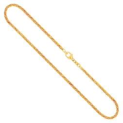 Goldkette als Zopfkette hohl in Gelbgold 585 / 14K, 60 cm lang, 2,1 mm breit, Gewicht ca. 7.6 g.