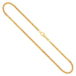 Goldkette als Zopfkette hohl in Gelbgold 585 / 14K, 50 cm lang, 2,1 mm breit, Gewicht ca. 6.3 g.