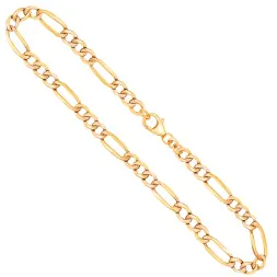 Goldkette als Figarokette hohl in Gelbgold 333 / 8K, 55 cm lang, 4,1 mm breit, Gewicht ca. 5.5 g.