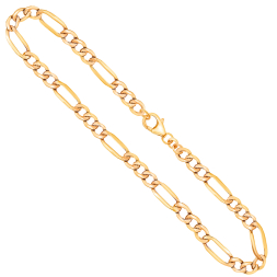 Goldkette als Figarokette hohl in Gelbgold 333 / 8K, 50 cm lang, 4 mm breit, Gewicht ca. 6.4 g.