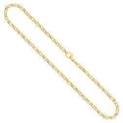 Goldkette als Tigeraugenkette hohl in Gelbgold 585 / 14K, 45 cm lang, 3,8 mm breit, Gewicht ca. 5.7 g.