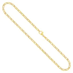 Goldkette als Tigeraugenkette hohl in Gelbgold 585 / 14K, 45 cm lang, 3,8 mm breit, Gewicht ca. 5.7 g.