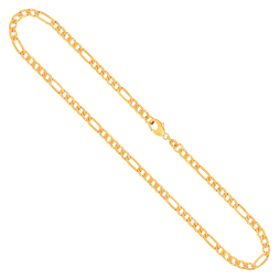 Goldkette als Figarokette diamantiert in Gelbgold 585 / 14K, 55 cm lang, 3,4 mm breit, Gewicht ca. 14 g.