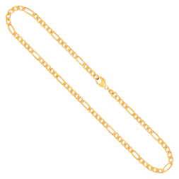 Goldkette als Figarokette diamantiert in Gelbgold 585 / 14 Karat, 40 cm lang, 3.4 mm breit, Gewicht ca. 9,8 g.