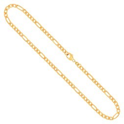 Goldkette als Figarokette diamantiert in Gelbgold 333 / 8K, 100 cm lang, 3,4 mm breit, Gewicht ca. 21.3 g.