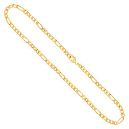 Goldkette als Figarokette diamantiert in Gelbgold 333 / 8K, 100 cm lang, 3,4 mm breit, Gewicht ca. 21.3 g.