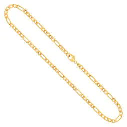 Goldkette als Figarokette diamantiert in Gelbgold 585 / 14K, 45 cm lang, 3,4 mm breit, Gewicht ca. 11 g.