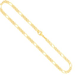 Goldkette als Figarokette diamantiert in Gelbgold 585 / 14K, 55 cm lang, 4,3 mm breit, Gewicht ca. 23.4 g.