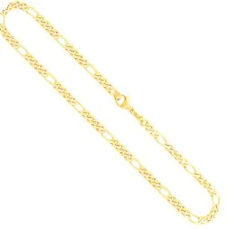 Goldkette als Figarokette diamantiert in Gelbgold 585 / 14K, 70 cm lang, 4,3 mm breit, Gewicht ca. 31 g.