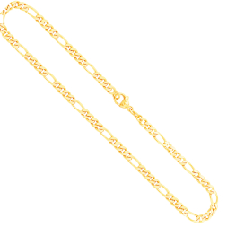 Goldkette als Figarokette diamantiert in Gelbgold 585 / 14K, 80 cm lang, 4,3 mm breit, Gewicht ca. 33.8 g.