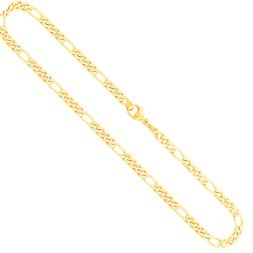 Goldkette als Figarokette diamantiert in Gelbgold 585 / 14K, 100 cm lang, 4,3 mm breit, Gewicht ca. 44.2 g.