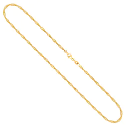Goldkette als Singapurkette in Gelbgold 585 / 14 Karat, 42 cm lang, 1.8 mm breit, Gewicht ca. 2,6 g.