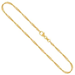 Goldkette als Singapurkette in Gelbgold 585 / 14K, 38 cm lang, 2,2 mm breit, Gewicht ca. 3 g.
