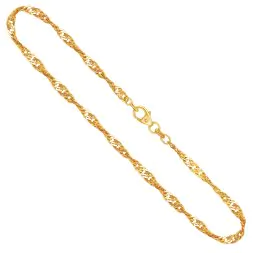 Goldkette als Singapurkette in Gelbgold 333 / 8K, 45 cm lang, 2,9 mm breit, Gewicht ca. 5.6 g.