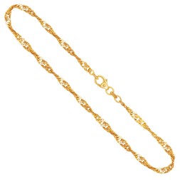 Goldkette als Singapurkette in Gelbgold 375 / 9K, 75 cm lang, 2,9 mm breit, Gewicht ca. 9.6 g.