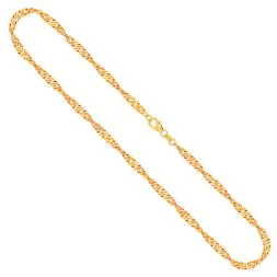 Goldkette als Singapurkette in Gelbgold 333 / 8K, 50 cm lang, 3,4 mm breit, Gewicht ca. 9 g.