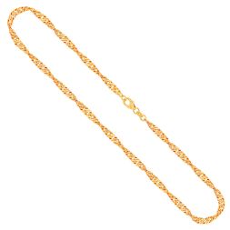 Goldkette als Singapurkette in Gelbgold 585 / 14K, 45 cm lang, 3,4 mm breit, Gewicht ca. 9.7 g.