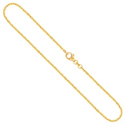Goldkette als Ankerkette diamantiert in Gelbgold 333 / 8K, 42 cm lang, 1,8 mm breit, Gewicht ca. 5.6 g.