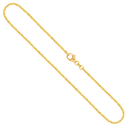 Goldkette als Ankerkette diamantiert in Gelbgold 333 / 8K, 85 cm lang, 1,8 mm breit, Gewicht ca. 11.1 g.