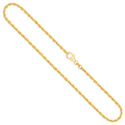 Goldkette als Ankerkette diamantiert in Gelbgold 375 / 9K, 45 cm lang, 2 mm breit, Gewicht ca. 8.4 g.