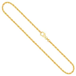 Goldkette als Ankerkette diamantiert in Gelbgold 585 / 14K, 90 cm lang, 2 mm breit, Gewicht ca. 18.7 g.