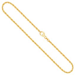Goldkette als Ankerkette diamantiert in Gelbgold 333 / 8K, 40 cm lang, 2 mm breit, Gewicht ca. 7.1 g.