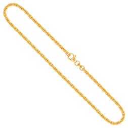 Goldkette als Ankerkette diamantiert in Gelbgold 585 / 14K, 42 cm lang, 2,5 mm breit, Gewicht ca. 13.6 g.