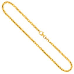 Goldkette als Ankerkette diamantiert in Gelbgold 585 / 14K, 45 cm lang, 3 mm breit, Gewicht ca. 21.3 g.
