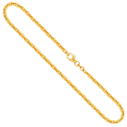 Goldkette als Ankerkette diamantiert in Gelbgold 585 / 14K, 55 cm lang, 3 mm breit, Gewicht ca. 26 g.