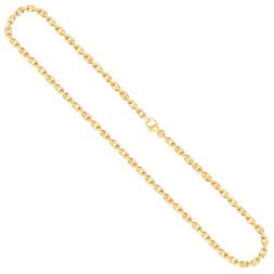 Goldkette als Ankerkette diamantiert in Gelbgold 585 / 14K, 45 cm lang, 3,8 mm breit, Gewicht ca. 33.9 g.