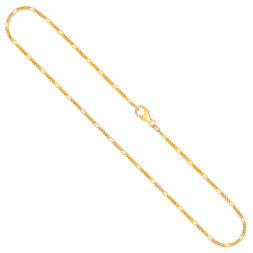 Goldkette als Figarokette diamantiert in Gelbgold 750 / 18 Karat, 40 cm lang, 1.5 mm breit, Gewicht ca. 2.3 g.