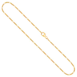 Goldkette als Figarokette diamantiert in Gelbgold 375 / 9 Karat, 55 cm lang, 1.5 mm breit, Gewicht ca. 2,8 g.