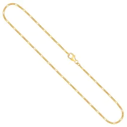 Goldkette als Figarokette diamantiert in Gelbgold 750 / 18 Karat, 60 cm lang, 1.5 mm breit, Gewicht ca. 3.4 g.