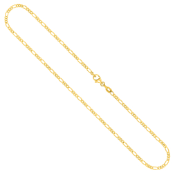 Goldkette als Figarokette diamantiert in Gelbgold 375 / 9K, 40 cm lang, 2,2 mm breit, Gewicht ca. 3.7 g.