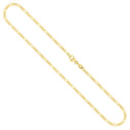 Goldkette als Figarokette diamantiert in Gelbgold 375 / 9K, 85 cm lang, 2,2 mm breit, Gewicht ca. 7.8 g.