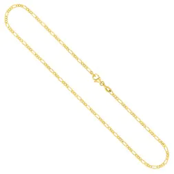 Goldkette als Figarokette diamantiert in Gelbgold 375 / 9K, 85 cm lang, 2,2 mm breit, Gewicht ca. 7.8 g.