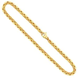 Goldkette als Erbskette hohl in Gelbgold 585 / 14K, 34 cm lang, 6 mm breit, Gewicht ca. 21.1 g.