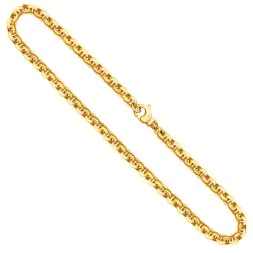 Goldkette als Erbskette hohl in Gelbgold 585 / 14K, 50 cm lang, 6 mm breit, Gewicht ca. 31 g.