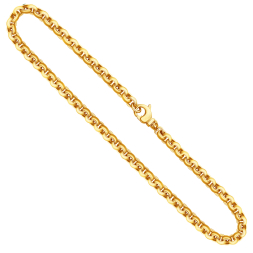 Goldkette als Erbskette hohl in Gelbgold 585 / 14K, 55 cm lang, 6 mm breit, Gewicht ca. 34.1 g.