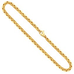 Goldkette als Erbskette hohl in Gelbgold 585 / 14K, 38 cm lang, 6 mm breit, Gewicht ca. 23.6 g.