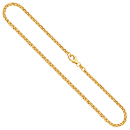 Goldkette als Venezianerkette rund geschlagen in Gelbgold 375 / 9K, 70 cm lang, 2,7 mm breit, Gewicht ca. 22.9 g.