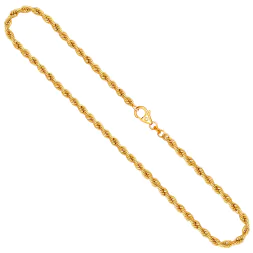 Goldkette als Kordelkette hohl in Gelbgold 585 / 14 Karat, 65 cm lang, 3.3 mm breit, Gewicht ca. 8,4 g.