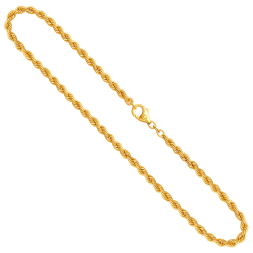 Goldkette als Kordelkette hohl in Gelbgold 333 / 8K, 50 cm lang, 3,8 mm breit, Gewicht ca. 8.3 g.