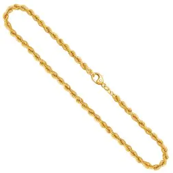 Goldkette als Kordelkette hohl in Gelbgold 333 / 8K, 45 cm lang, 4,4 mm breit, Gewicht ca. 10,2 g.